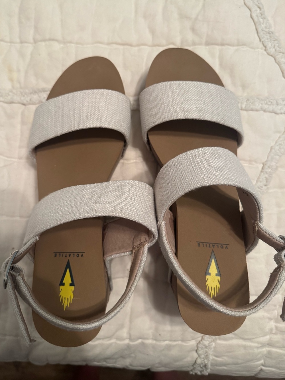 Volatile Cream Double-Strap Ankle Sandals